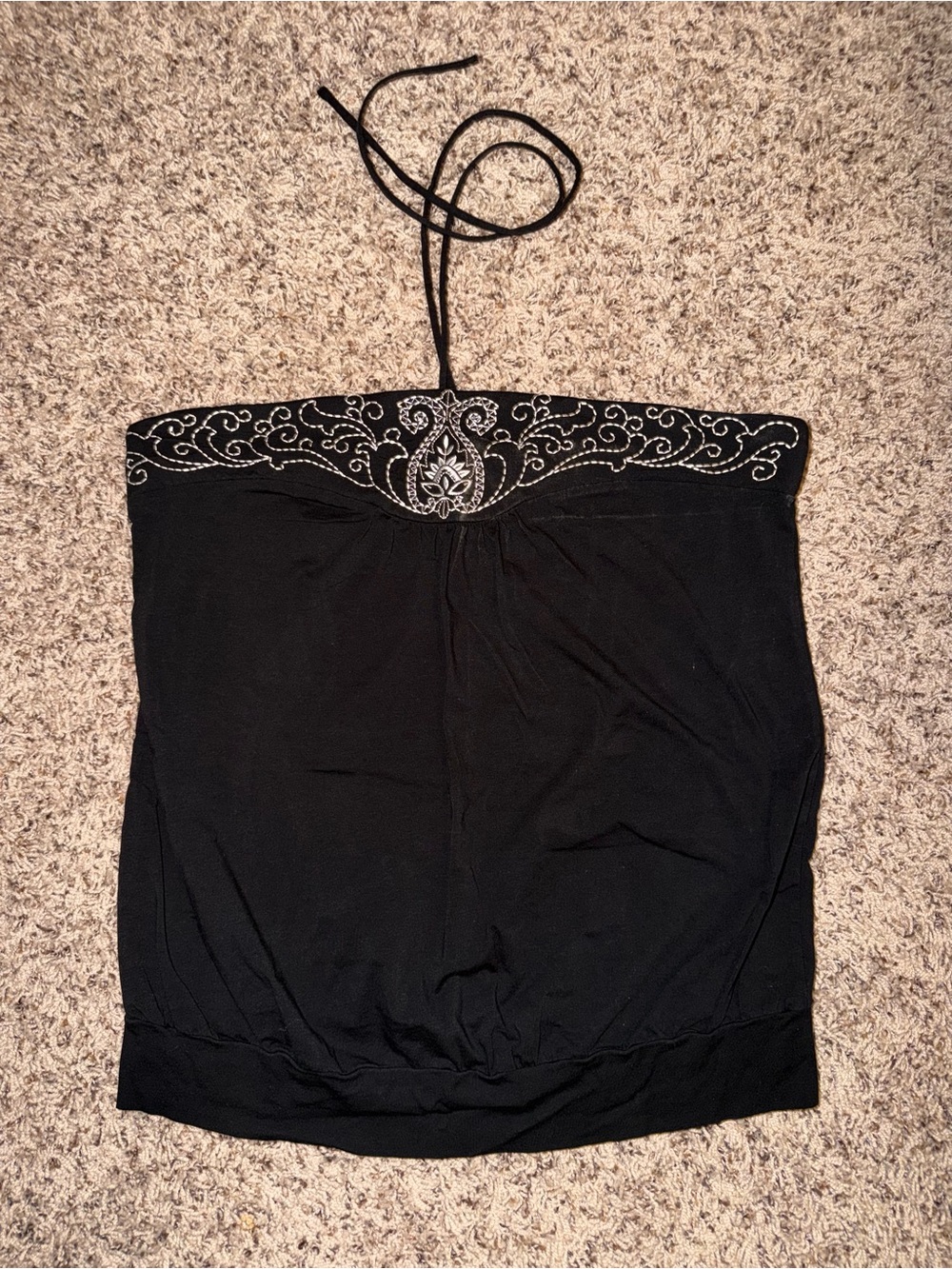 LOFT Black Halter Camisole with Beaded Trim